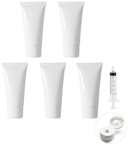 MORICOH 5 Stück Weiß Nachfüllbare Leere Tuben,100ml Reisetuben zum Befüllen | Leere Tuben zum Befüllen, Probenbehälter, Leere Flüssige Foundation Tuben für Reisen und DIY-Projekte,DIY Lipgloss,Kosmetik