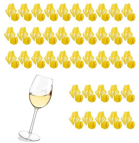 JYBBST Etichette per Bevande in Acrilico 40 Pezzi Segna Bicchieri Calici 5cm Marcatore per Bevande in Acrilico Etichetta per Bicchiere di Champagne(Gold,G)