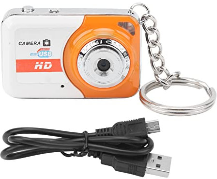 lvifloae Mini fotocamera per pollice Video HD per scattare foto Personalità squisita Mini fotocamera DV alla moda Videocamera Mini portatile retrò grigio argento (Naranja)