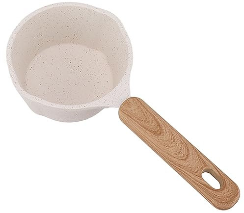 Cacerola Pequeña Antiadherente, Cacerola Blanca para Salsas, Leche y Fritos Base Plana Multiusos para Cocina Fácil de Limpiar y Calentamiento Rápido
