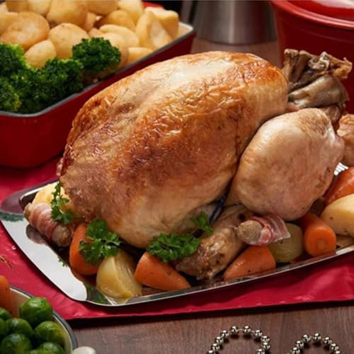 Stainless Steel Spiked Carving Tray, With Non Slip Spikes, Roasting Pan For Turkey,Chicken,Steak,Beef,Seafood,Vegetables, 35.5 * 25 * 1.5cm