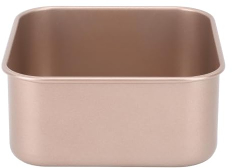 Moule à gâteau carré, moule de cuisson carré profond antiadhésif empilable épaissi plat profond four moules de cuisson pour gâteau pain barbecue or (Medium)