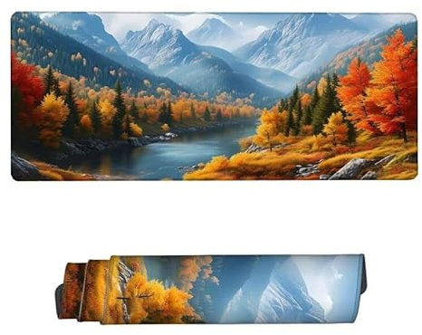 Gaming Mauspad XXL 900x300x3mm,Mauspad Herbst Mousepad,Schreibtischunterlage Ahornblatt Mousepad Wasserdicht,rutschfeste Gummibasis Mouse Pad,Verbessert Präzision und Geschwindigkeit,Geschenke RS-888