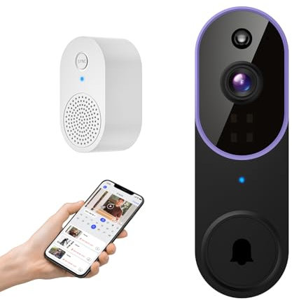 GlowPop 1080p Wireless Doorbell Camera with Receiver, Smart AI Human Detection, Two Way Talk, Live View, Night Vision, 2.4G WiFi Only, Cloud Storage, Indoor Outdoor Surveillance
