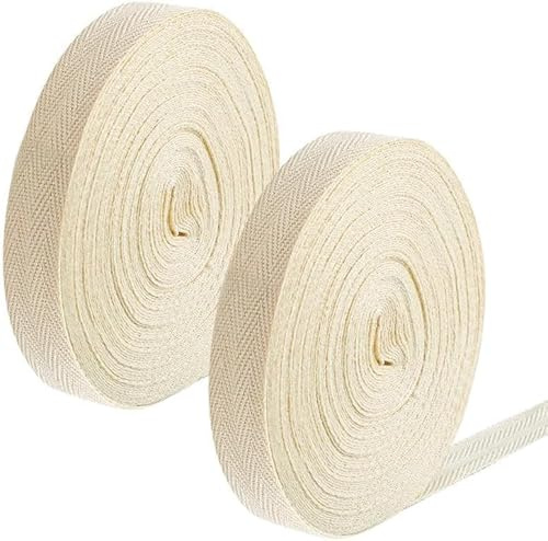 Baumwollband, 50 m x 20 mm, Fischgrätenband, Schrägband, natürliche Baumwolle, Gurtband, Baumwollband, Wimpelkette zum Nähen, Schneidern, Änderungen, DIY, Handwerk, Kurzwaren (50 m)