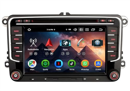 Erisin 7 Pulgadas 8 núcleos 4GB+64GB Android 14 Radio Coche Navegador GPS para Volkswagen Polo 6R Crafter Amarok Caddy T6 Skoda Yeti Bluetooth CarPlay Android Auto DSP WiFi 4G Dab+ USB Ops CD DVD TDT