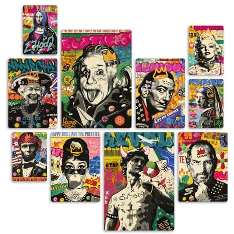 Giallobus - Set 10 quadri Multi pannello - Personaggi famosi punk - Legno Mdf - - 2 x 29,7x42cm - 4 x 21x29,7cm - 4 x 14,85x21cm - - Pronti da appendere - Quadri moderni per la casa