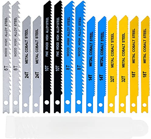 Lot de 14 lames de scie sauteuse professionnelle à tige en U, pour bois et panneaux de particules, contreplaqué, bois et métal