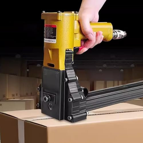 FLNOZAMZ Pneumatic Handheld Carton Closer Tool, Automatic Box Sealing Staple Gun for 15mm-18mm/22mm Nails, Industrial Packing Stapler (15to18mm)