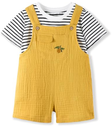 Volunboy Completi Estivi Bambino, Unisex Salopette/Tuta Corta + T-Shirt Completo 2 Pezzi Abbigliamento per 1-4 anni