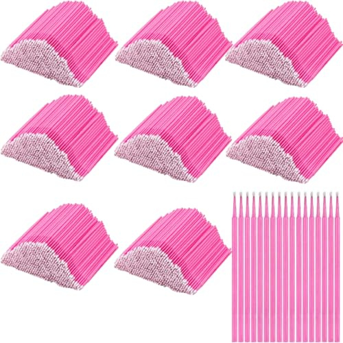 800 Stücke Micro Applikatoren Pinsel, Microbürsten Wimpernbuerste Wimpernverlängerung Pinsel für Wimpernverlängerung Make-Up, Dental und Oral (Dunkelrosa)