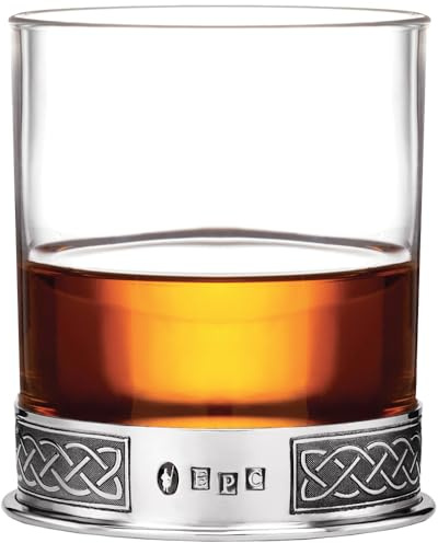 English Pewter Company 11oz Single Embossed Celtic Whisky Glass Tumbler Polished Finish [CEL622]