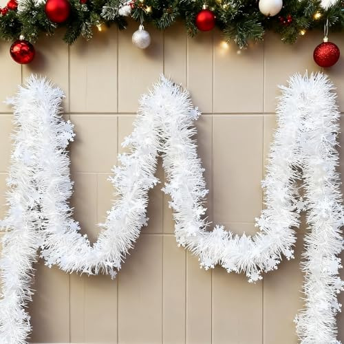 5m Weihnachtsgirlande mit Beleuchtung und Timer, Girlande Weihnachten, Weihnachtsbeleuchtung Treppengeländer Tannengirlande Treppe Kamin, Beleuchtete Weihnachtsdeko (Ohne LED)