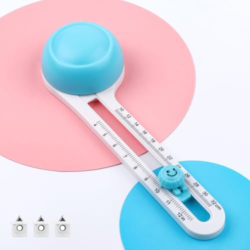 Coupe-papier circulaire rotatif réglable avec 3 lames remplaçables, outil de coupe circulaire à 360 degrés, coupe des cercles de 10,2 à 30,5 cm pour le scrapbooking, les loisirs créatifs, la
