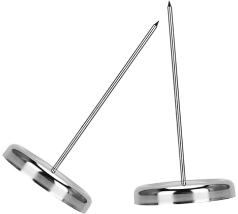 Cabilock 2 Pièces Porte-billets Acier Inoxydable Fourchette à Tickets pour Restaurant Support de Reçus Stable avec Base Ronde Protège-pointe Sécurisé Organiseur de Mémos et Factures