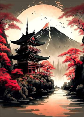 Puzzle 1314 Pieces Paysage Japonais, Jeux éducatif Défi Jouets Puzzles Classiques, Parfaitement Emboîtable Lettres au Dos, pour Vous Faciliter Le Travail pour Hommes Femmes Plus âgés 75 x 50 cm