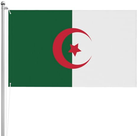 Drapeau de l'Algérie double face 91 x 152 cm Drapeau de jardin lourd triple couche double face en polyester 91 x 152 cm