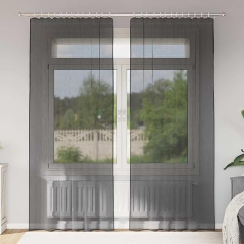 Genérico Cortinas de Gasa con Bolsillos para Varillas 2 uds. Negro,Casa y jardín,Decoración,Tratamientos de la Ventana,Cortinas y visillos-4102169