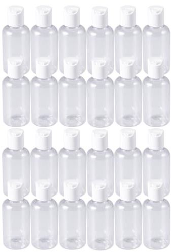 OSALADI Set 24 Bottiglie Ricaricabili Facili da Trasportare in Plastica 75ml da Viaggio Bianco senza Odore Colore Casuale per Lozione e Crema Mani per Viaggi di Lavoro e Attività