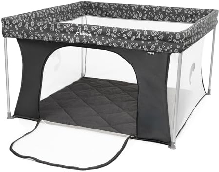 Kidnort Snoen - Parque infantil plegable para interiores y exteriores, estable, con laterales de malla, montaje rápido, ahorra espacio, para casa y viajes, color gris oscuro
