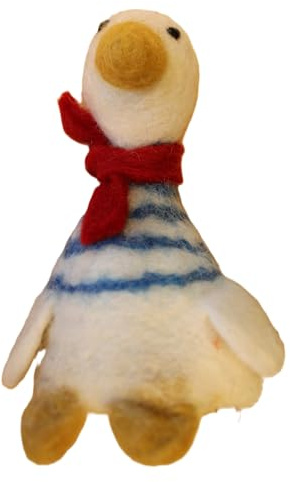 Nepalaya Artisan Community - EW-258 - Eierwärmer, Gans, maritim, weiß, Filz, Handarbeit, 14cm x 9cm x 9cm