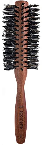 Spornette Italian Round Boar Bristle Brush - Large Round Brush for Blow Drying, Styling & Volumizing - Wooden Brush for Medium to Long Thick, Fine, Curly or Straight Hair (2.25 inch)