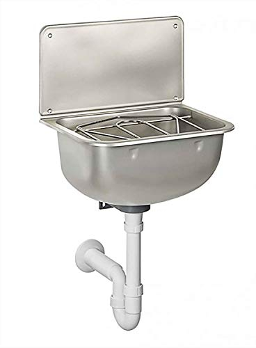 Otto Haas Adrian Edelstahl-Ausgussbecken inkl. Auflagerost + PP-Siphon 1½ (45 x 33 x 46.5 cm, Wandmontage, Modern, Edelstahl)