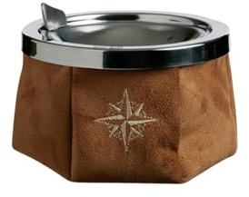 Marine Business Posacenere in acciaio inox e pelle marrone