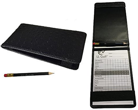 LL-Golf eleganter Golf Scorecard Halter inklusive Stift und Block | Scorekarte Hülle / Tasche / Etui / Mappe / Score Karte / Scorekartenhalter zum Notieren des Scores auf dem Golfplatz