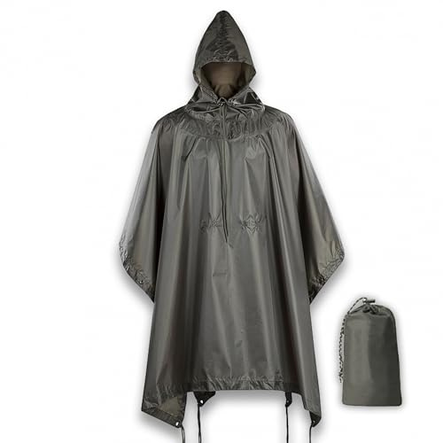 M-Tac Taktisk regnponcho, armé/militär-poncho, skydd, vattentät ripstop, regnponcho för camping, vandring, utomhusbruk, jakt