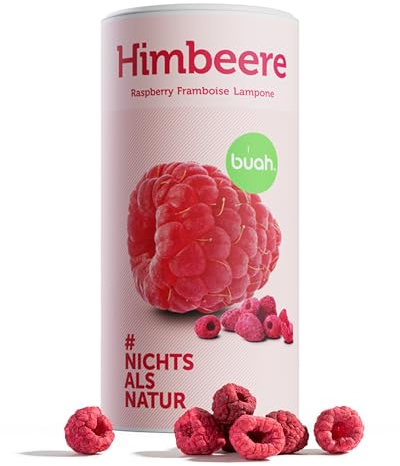 BUAH® Gefriergetrocknete Bio Himbeere | Himbeer-Chips Als Snack, Für Müsli & Desserts | Idealer Süßigkeiten Ersatz | Vegan & ohne Zuckerzusatz | 120g