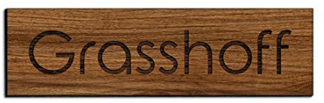Holz Türschild mit Gravur | Namensschilder Briefkastenschild selbstklebend oder mit Bohrlöcher 7x2 cm eckig Klingelschild/Türschild für die Haustür mit Namen
