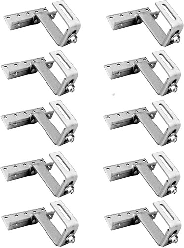 Offgridtec 10 Stk. Edelstahl-Dachhaken, 3-fach verstellbare Solarmontage für Höhe, Winkel & Position, 5mm VA-Stahl mit 45–60mm Höhenbereich, für Ziegel-/Schindeldächer & 4x4 Aluminiumprofile geeignet