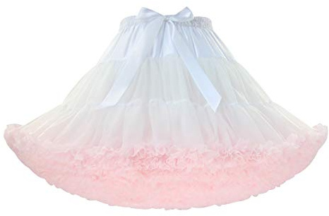 Tutù Donna Gonne Tulle Fluffy Petticoat Cosplay Poofy Puffy Tutu Danza Donna Gonna Tulle Princess Tutu Adulto Sottogonna Gonna Balletto Petticoats Sottoveste Tulle Costume Tutu Skirt Women Bianco Rosa