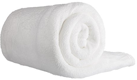 Clinotest XL Kuscheldecke flauschig 150x220cm - Kochfest ohne Einlaufen oder Fusseln - warme Wohndecke in Weiß - auch als Sofadecke, Tagesdecke, Microthermaldecke, Fleecedecke nutzbar im Winter