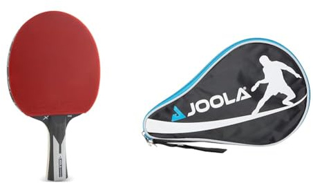 JOOLA 54206 bordtennisracket Carbon X Pro ITTF godkänd professionell tävling bordtennisracket 7 stjärnor, 2 mm svamptjocklek, svart/grå & Joola Bordtennisracket Fodral, Pocket, Svart/Blå