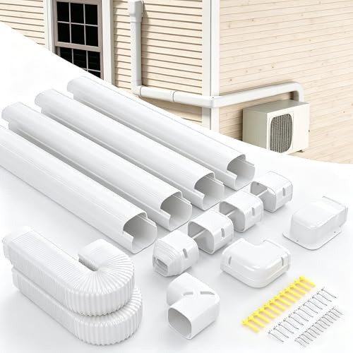 Cestluck Kit de Cache-Tuyau décoratif en PVC de 10,2 cm x 5,2 m pour Mini climatiseur sans Conduit, Ensemble Complet, Aucune Autre pièce nécessaire
