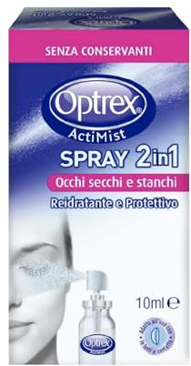 Optrex ActiMist 2 in 1, Collirio Spray Reidratante e Protettivo con Estratti Naturali per Occhi Rossi, Irritati e Gonfi, 10 ml
