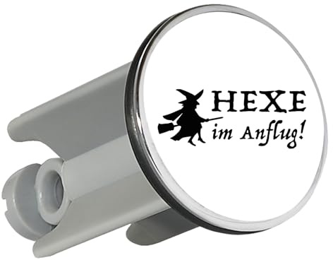 Huuraa Waschbeckenstöpsel Hexe im Anflug Geschenk | Universal Stopfen 4cm höhenverstellbar Abflussstopfen Geschenkidee Stöpsel mit Motiv für das Waschbecken
