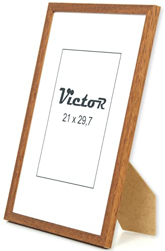 VictoR Bilderrahmen Nolde Braun in 21x30 cm (A4) - Leiste 11x13mm - Holzrahmen - Rahmen A4 Bilderrahmen Holz - Bilderrahmen 20x30 Braun