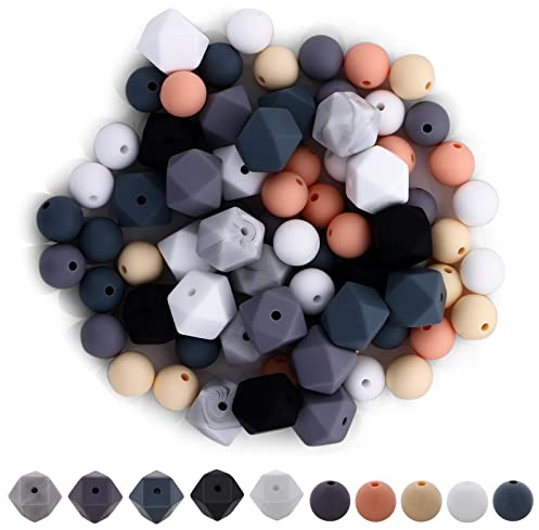 Lusofie 75 st silikonpärlor kit färgglada silikonpärlor för smyckestillverkning silikon lösa pärlor smyckestillverkning kit för halsband armband barn hantverk gör-det-själv