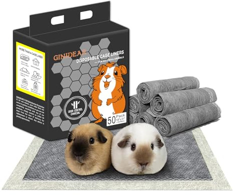GINIDEAR Einweg-Käfigeinlagen für Meerschweinchen, anthrazit, geruchshemmend, saugfähig, wasserdicht, für Kaninchen, Hasen, Chinchillas, 45x80cm (C & C2 x1), 50 Stück