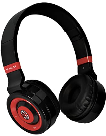 Casque Audio TECHMADE AC Milan Casque sans Fil Over-Ear, Casque Bluetooth sans Fil Pliable, Casque avec Microphone Intégré, HiFi Stéréo, Micro SD Slot, FM Radio pour iPhone/Android/Voyage/PC