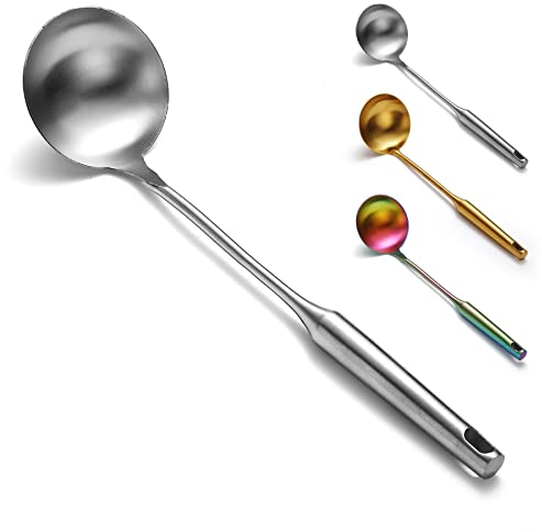 Evanda Edelstahl Silber Suppenschöpfer, Servierlöffel, für Restaurant und Haushalt, spülmaschinenfest