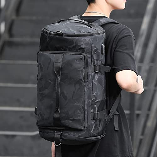 KLZUOPT Wanderrucksack Fitness-Rucksack wasserdichte Basketballtasche Männer Frauen Athletische Turnschuhtasche Sportrucksack Große Umhängetasche mit Schuhfach (Color : Black)