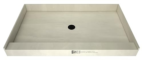 Tile Redi USA P3248C-PVC-MB Redi Base Shower Pan, 48 W x 32 D, Center Round Matte Black Drain Plate