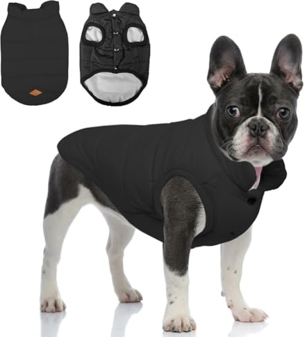 meioro Winter Hundemantel Warme Hundejacke, Kaltes Wetter Haustier Kleidung Winddichte Welpenmäntel, Hund Fleeceweste Weiches Sweatshirt für Kleine Mittlere Hundepullover Outfit (Schwarz,XXL)