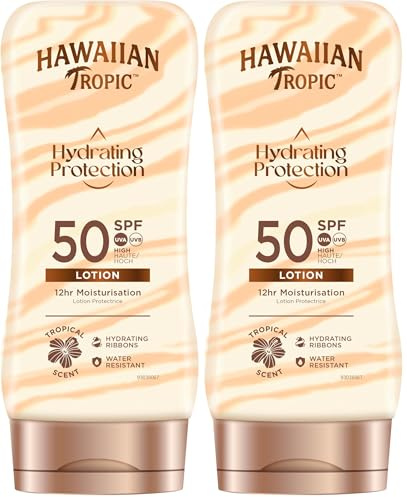 Hawaiian Tropic Silk Hydration Protective Sun Lotion Sonnencreme LSF 50, 180 ml, 1 St (Packung mit 2)