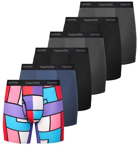 Expertoftio Boxer Uomo Mutande Lunga, Boxer da Sport Intimo Funzionale, Confezione da 6 Pezzi, Pantaloncini Compressione con Apertura per Uomo