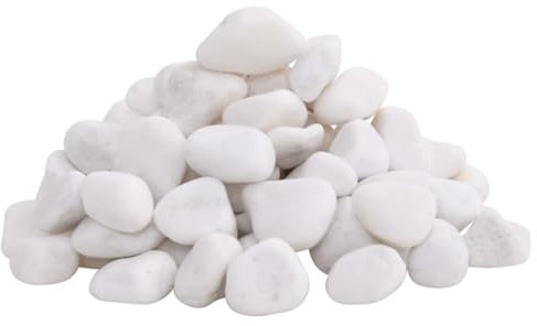 vidaXL Galets Polis, Pierres de Rivière pour Parterres de Jardin, Décoration pour Aquarium, Galets Décoratifs Intérieur Extérieur, 25 kg Blanc 2-5 cm